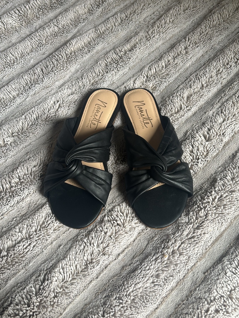 Nanette Lepore black Knot Slide Sandals - Women's